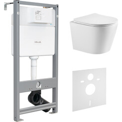 Комплект унитаз с инсталляцией 3 в 1 : подвесной унитаз с сиденьем Imprese Dobry Twist c06802203 + инсталляция Volle Master EVO 212010 + c звукоизоляционной прокладкой + с креплением к стене, фото 