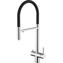 Смеситель для кухни Perla Oceli PSS5101 (хром/черный матовый, с гибким изливом и подключением питьевой воды), фото 