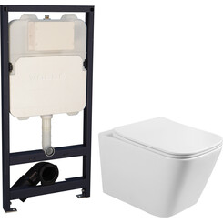 Комплект унитаз с инсталляцией 3 в 1 : подвесной унитаз с сиденьем Volle Libra 2.0 Vortice 1321.001000 + инсталляция Volle Master Ola 2130.000200 + c звукоизоляционной прокладкой + с креплением к стене, фото 