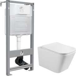 Комплект унитаз с инсталляцией 3 в 1 : подвесной унитаз с сиденьем Volle Libra 2.0 Vortice 1321.001000 + инсталляция Imprese i-Frame i1210 + с креплением к стене, фото 