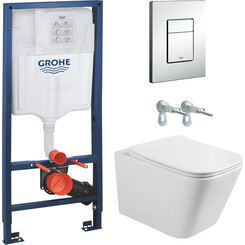 Комплект унитаз с инсталляцией 3 в 1 : подвесной унитаз с сиденьем Volle Libra 2.0 Vortice 1321.001000 + инсталляция Grohe Rapid SL 38772001 + клавиша смыва + крепления, фото 
