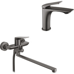 Комплект смесителей для ванной комнаты Kroner Graz KRGRP070GRP010 (GRP070+GRP010, графит), фото 