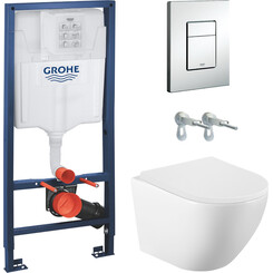 Комплект унитаз с инсталляцией 3 в 1 : подвесной унитаз с сиденьем Volle Amadeus 2.0 Vortice 1313.001000 + инсталляция Grohe Rapid SL 38772001 + клавиша смыва + крепления, фото 