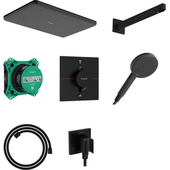 Душевая система с термостатом Hansgrohe Raindance Alive Q Design ShowerSet 1jet and iBox Universal 2 Matt Black 24620670 (черная матовая, скрытого монтажа), Цвет производителя: черный матовый, фото 