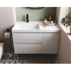 Тумба Snail Лейла з умивальником Snail Тукан 895KM182D500A100 (90 см, біла глянсова, підвісна), фото 