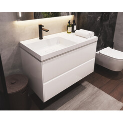 Тумба Snail Олівія з умивальником Snail Тукан 890KD2500A100 (90 см, біла глянсова, підвісна), фото 