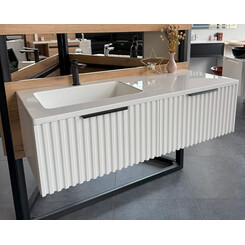 Тумба Snail Ванесса з умивальником Snail Аляска 1200KMF500LA100 (120 см, біла глянсова, ліва, підвісна), Доступні розміри: 120 x 50 L, фото 