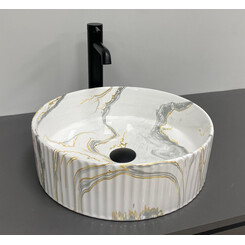 Умывальник VBI Brindisi M Stains Glossy VBI-014101 (40x40 см, мрамор глянцевый, чаша), Доступные размеры: 40 x 40, Цвет производителя: мрамор глянцевый, фото 