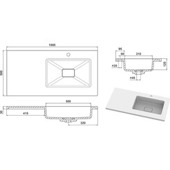 Умивальник Snail Арія R White Matt 166RA100M (100x50 см, білий матовий, з крилом), Доступні розміри: 100 x 50 R, Колір виробника: білий матовий, фото 