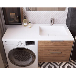 Умивальник-стільниця Snail Аляска R White Matt 167RA100M (120x50 см, білий матовий, з крилом), Доступні розміри: 120 x 50 R, Колір виробника: білий матовий, фото 