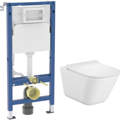 Комплект унітаз з інсталяцією 3 в 1: підвісний унітаз з сидінням Roca Gap Rimless A34H472000 + інсталяція Geberit Duofix Delta 458.103.00.2 + кріплення до стіни, фото 