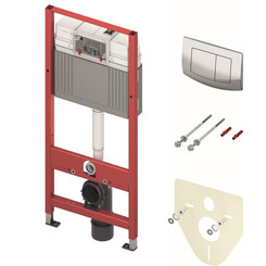 Інсталяція для унітазу 4 в 1 Tece Base 9400405 (з хром клавішею Ambia, прокладкою та кріпленням до стіни), фото 
