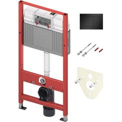 Інсталяція для унітазу 4 в 1 Tece Base 9400414 (з чорною матовою клавішею Now, прокладкою та кріпленням до стіни), фото 