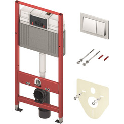 Інсталяція для унітазу 4 в 1 Tece Base 9400406 (з хром клавішею Base, прокладкою та кріпленням до стіни), фото 