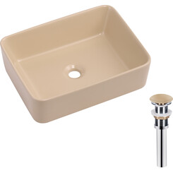 Умивальник Qtap Tern Beige QT17116069SB (48x37 см, бежевий, з донним клапаном), Доступні розміри: 48 x 37, Колір виробника: бежевий, фото 