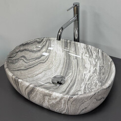 Умивальник VBI Modena S Grey Onyx VBI-012009 (48x35 см, сірий онікс, чаша), Доступні розміри: 47 x 34, Колір виробника: сірий онікс, фото 