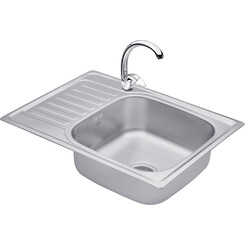 Комплект S695008ALC032: кухонна мийка Kroner KRP Satin - 6950 + змішувач для кухні Agua Leon - C032, фото 