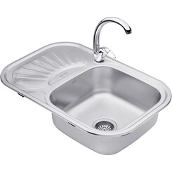 Комплект S754908ALC032: кухонна мийка Kroner KRP Satin - 7549 + змішувач для кухні Agua Leon - C032, фото 