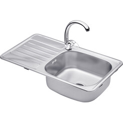 Комплект S764208ALC032: кухонна мийка Kroner KRP Satin - 7642 + змішувач для кухні Agua Leon - C032, фото 