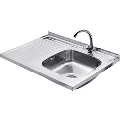 Комплект P608006RALC032: кухонна мийка Kroner KRP Polierte - 6080R + змішувач для кухні Agua Leon - C032, Доступні розміри: 60 x 80 R, Колір виробника: нержавіюча сталь, Тип поверхні: полировка (блестящая), фото 