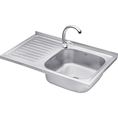 Комплект S508008RALC032: кухонна мийка Kroner KRP Satin-5080R + змішувач для кухні Agua Leon - C032, фото 