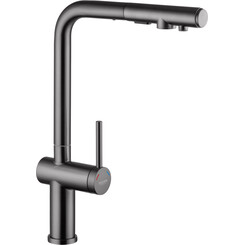 Смеситель для кухни Kroner KRP K&uuml;che GRP03839 (графит, с выдвижной лейкой и подключением питьевой воды), Цвет производителя: графит, фото 