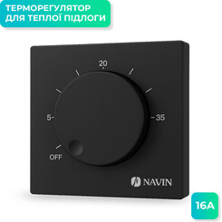 Терморегулятор для електричної теплої підлоги Navin EH84BM-16A (24-660171-0240, чорний матовий), Колір виробника: чорний матовий, фото 