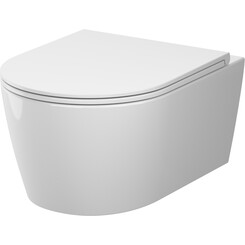 Безободковий підвісний унітаз Am.Pm Func AquaSpin CFA1902SC (воронкоподібний, з сидінням), фото 