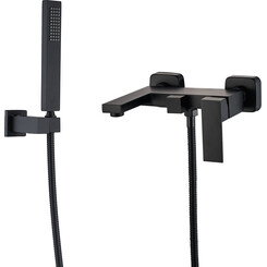 Смеситель для ванны VBI Loreno Black VBI-050206BL (черный матовый, с лейкой и шлангом), Цвет производителя: черный матовый, фото 