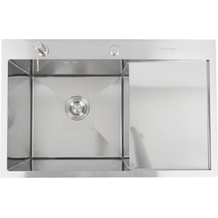 Кухонна мийка Valeso Handmade Decor L SP000049735 (78x50 см, нержавіюча сталь, 3.0/0.8 мм, ліва, з дозатором та сифоном), Доступні розміри: 78 x 50 L, Колір виробника: нержавіюча сталь, Тип поверхні: декор (рифленая), фото 