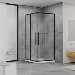 Душевая кабина Dusel DSL194B Black Matt 519411 (100x100 см, стекло прозрачное, профиль черный матовый), Доступные размеры: 100 x 100, Цвет производителя: прозрачное стекло, отделка черная матовая, фото 