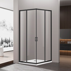 Душевая кабина Dusel А-513HB Black Matt 551320 (100x100 см, стекло прозрачное, профиль черный матовый), Доступные размеры: 100 x 100, Цвет производителя: прозрачное стекло, отделка черная матовая, фото 