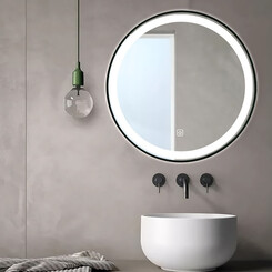Зеркало для ванной комнаты Dusel DE-M2071D Black 620711 (100 см, черное, с LED-подсветкой и антизапотеванием), Доступные размеры: 100, Цвет производителя: черный, фото 