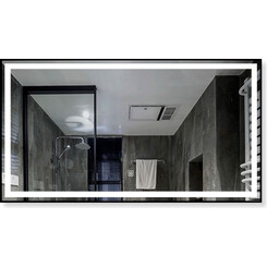 Зеркало для ванной комнаты Dusel DE-M0061S1 Black 600624 (120x75 см, черное, с LED-подсветкой, диммером, подогревом, часами и температурой), Доступные размеры: 120 x 75, Цвет производителя: черный, фото 