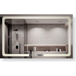 Зеркало для ванной комнаты Dusel DE-M3001 630011 (80x65 см, с LED-подсветкой, диммером, подогревом, часами и температурой), Доступные размеры: 80 x 65, фото 