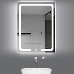 Зеркало для ванной комнаты Dusel DE-M3001 630017 (65x80 см, с LED-подсветкой, диммером, подогревом, часами и температурой), Доступные размеры: 65 x 80, фото 