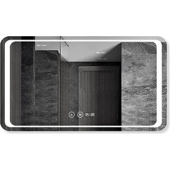 Зеркало для ванной комнаты Dusel DE-M3031 630312 (80х65 см, с LED-подсветкой, диммером, подогревом, часами и температурой), фото 