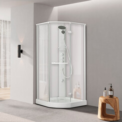 Душовий бокс Dusel Avenue White Matt 558003 (95x95 см, прозоре скло, профіль білий матовий, з піддоном), Колір виробника: прозоре скло, обробка біла матова, фото 