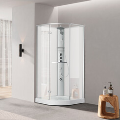Душовий бокс Dusel Avenue Satin 558001 (95x95 см, скло прозоре, профіль сатин, з піддоном), Колір виробника: прозоре скло, обробка сатин, фото 