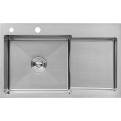 Кухонна мийка Kroner KRP Gebürstet 7848LHM (Geburstet-7848LHM, 78x48 см, 3.0/1.0 мм, з коландером та сифоном), Доступні розміри: 78 x 48 L, фото 