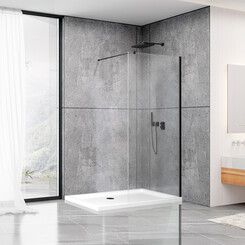Душевая стенка Dusel Walk-In WL171В Black Matt 171102 (100 см, стекло прозрачное, профиль черный матовый), Доступные размеры: 100, Цвет производителя: прозрачное стекло, отделка черная матовая, фото 