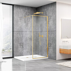 Душевая стенка Dusel Walk-In WL172G Gold 172103 (100 см, стекло прозрачное, профиль золото), Доступные размеры: 100, Цвет производителя: прозрачное стекло, отделка золото, фото 