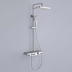 Душова система Dusel Pour Smart Chrome 245307000 (хром, з виливом та полицею), Колір виробника: хром, фото 