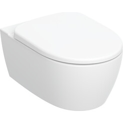 Безобідковий підвісний унітаз Geberit Smyle Round Rimfree 503.226.01.1 (воронкоподібний, з сидінням), фото 