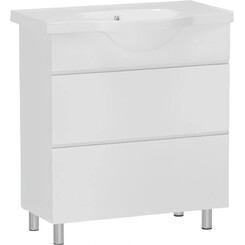 Тумба RJ Aster-XO с умывальником RJ Lotus RJFU049-4155WHSET(RJFU049-4155WH + RZJ200) (RZJ200, 55 см, белая глянцевая, напольная), фото 
