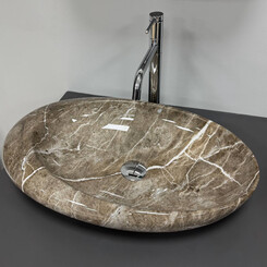 Раковина VBI Vicenza M Brown Stone Glossy VBI-014805 (58x36 см, коричневый камень глянцевый, чаша), Доступные размеры: 58 x 36, Цвет производителя: коричневый камень глянцевый, фото 
