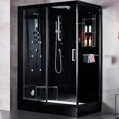 Душовий бокс Golston G-U692BB (GU692124 120x85 см, скло прозоре, профіль чорний матовий, з піддоном, лівий), фото 