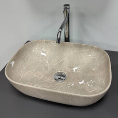 Раковина VBI Ravenna Beige Stone Glossy VBI-011236 (46x32 см, бежевый камень глянцевый, чаша), Доступные размеры: 46 x 32, Цвет производителя: бежевый камень глянцевый, фото 