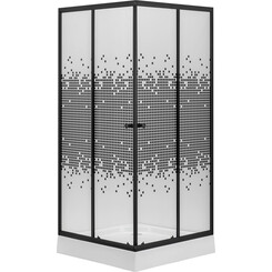 Душова кабіна з піддоном Kroner KRP Eifel EifelQBFM9090 (QBFM 90x90 см, скло з малюнком, профіль чорний матовий), Колір виробника: скло з малюнком, чорне матове покриття, фото 