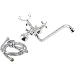 Смеситель для ванны Ferro Retro Chrome XR11AG (с лейкой и шлангом), фото 